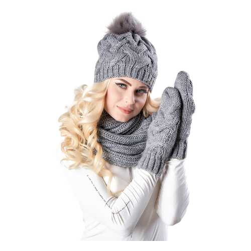 Комплект (шапка+шарф) женский Jagga 1371 серый ONE SIZE в Benetton